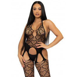 Leg Avenue Net suspender bodystocking Black O/S (SO8586)