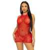 Leg Avenue Rhinestone halter mini dress OS Red (SO7958) - зображення 1