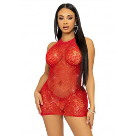 Leg Avenue Rhinestone halter mini dress OS Red (SO7958)