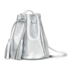 Poolparty Женская кожаная сумка на завязках  Bucket Серебристая (bucket-silver) - зображення 2