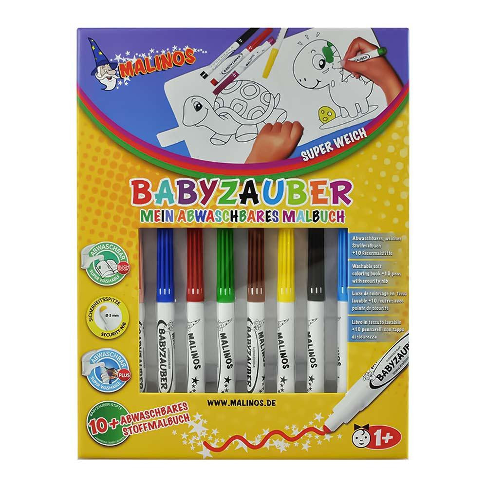 Malinos Фломастеры для малышей Babyzauber 10 шт + моющаяся мягкая раскраска MA-300015 - зображення 1