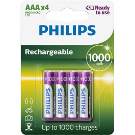 Philips AAA 1000mAh NiMh 4шт Ready to Use (R03B4RTU10/10)