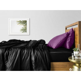 COSAS Комплект постільної білизни  сатин люкс чорний з фіолетовим 200 Двоспальний євро комплект (482205524