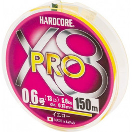 DUEL Hardcore X8 Pro Yellow / #0.6 / 0.13mm 150m 5.8kg (H3878)