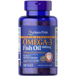   Puritan's Pride Triple Strength Omega 3 Fish Oil 1400 mg, 60 капсул