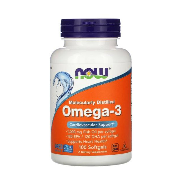 Now Омега-3, Omega-3, , 100 гелевых капсул, (NOW-01650) - зображення 1