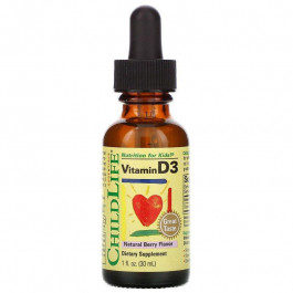 ChildLife Витамин Д3 для детей, Vitamin D3, , ягодный вкус, 29.6 мл (CDL-10900)