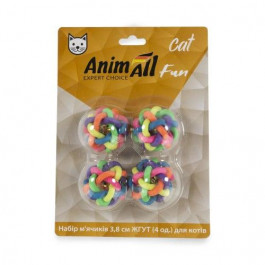 AnimAll Набор мячиков  Fun Cat Жгут для кошек, пластик, 4 шт (VP062)