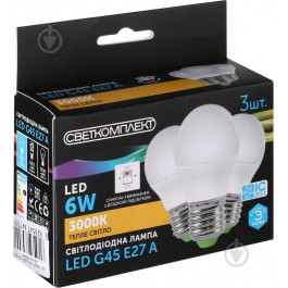 Светкомплект LED 3 шт./уп. 6 Вт G45 матовая E27 220 В 3000 К (6929547647001)