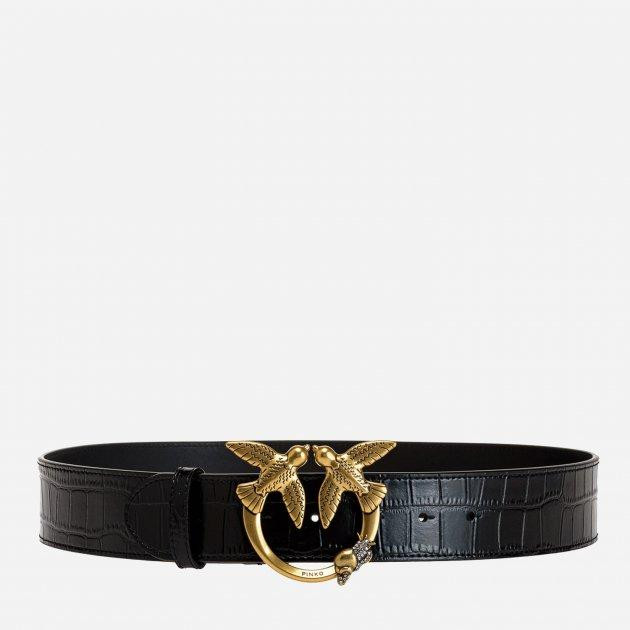 Pinko Ремінь жіночий шкіряний  LOVE CROCO 2 H4 BELT PELLE ST. 1H213YA051Z99Q Чорний (800070281383) - зображення 1