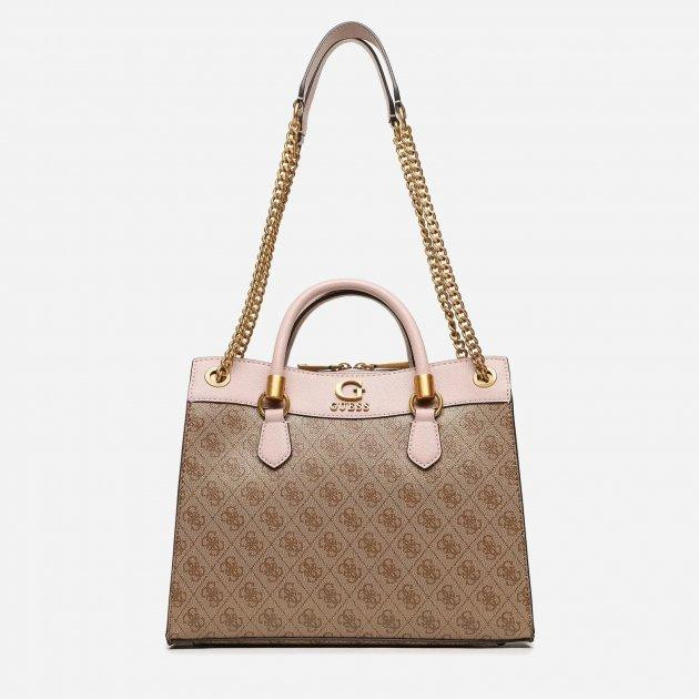 GUESS Жіноча сумка тоут  NELL LOGO GIRLFRIEND SATCHEL світло-коричнева (HWSB8735070-LLR) - зображення 1