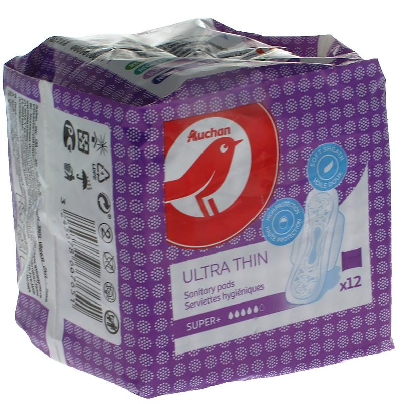 Auchan Прокладки гигиенические  Ultra thin с крылышками, 12 шт. (3245678667651) - зображення 1