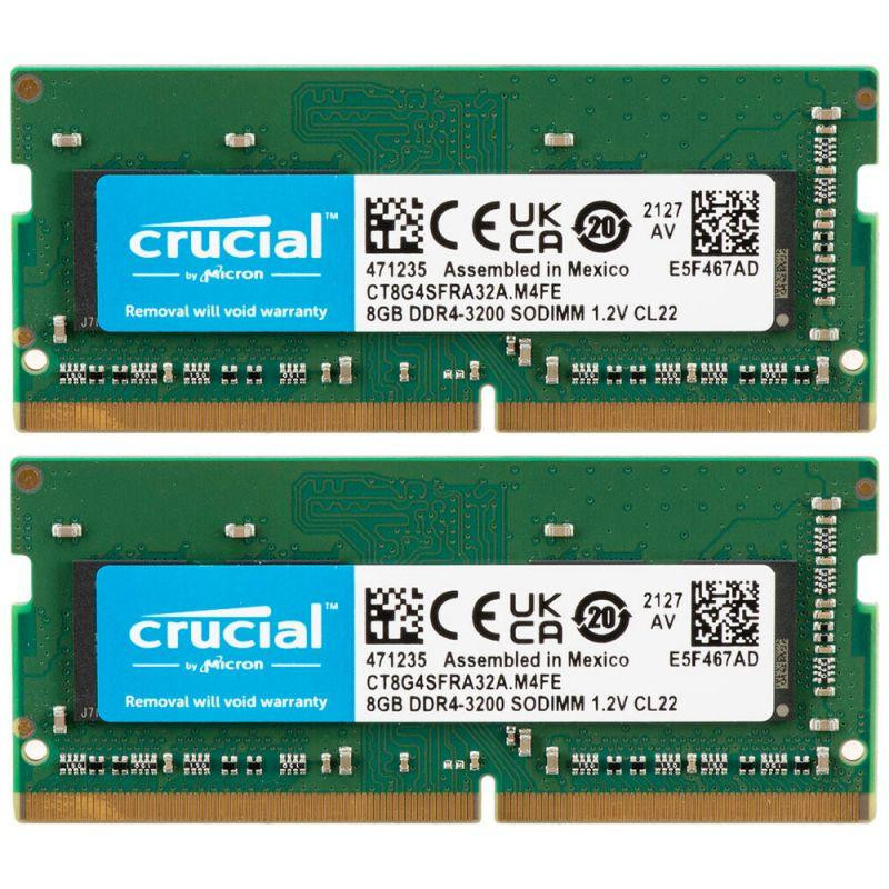 Crucial 16 GB (2x8GB) SO-DIMM DDR4 3200 MHz (CT2K8G4SFRA32A) - зображення 1