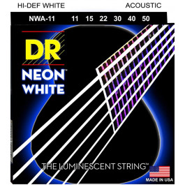 DR NWA-11 Hi-Def Neon White K3 Coated Acoustic Guitar Strings 11/50