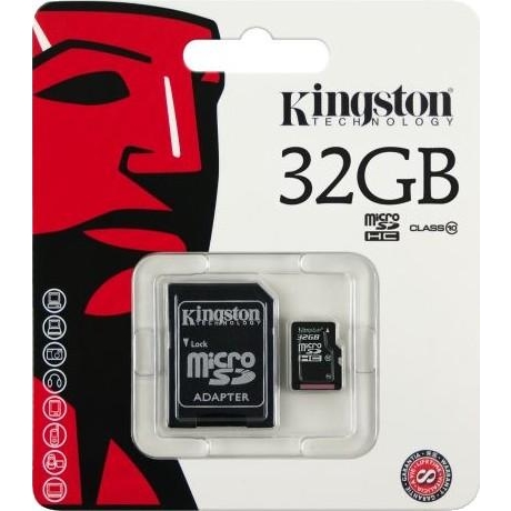 Kingston 32 GB microSDHC class 10 + SD Adapter SDC10/32GB - зображення 1