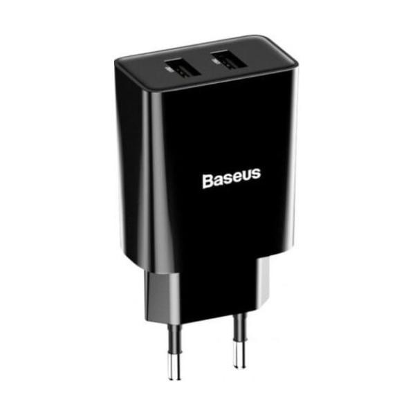 Baseus Speed Mini Dual U Charger 10.5W Black (CCFS-R01) - зображення 1