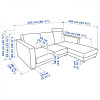 IKEA VIMLE 3-місний з розкладним ом та узголів&#39;ям/Гуннаред середньо сірий (593.991.06) - зображення 10