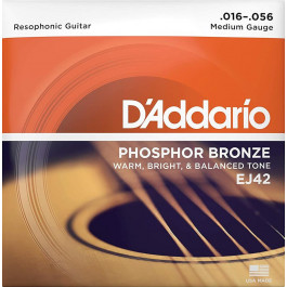D'Addario Струны для акустической гитары EJ42 Phosphor Bronze Medium Resophonic Guitar 16/56