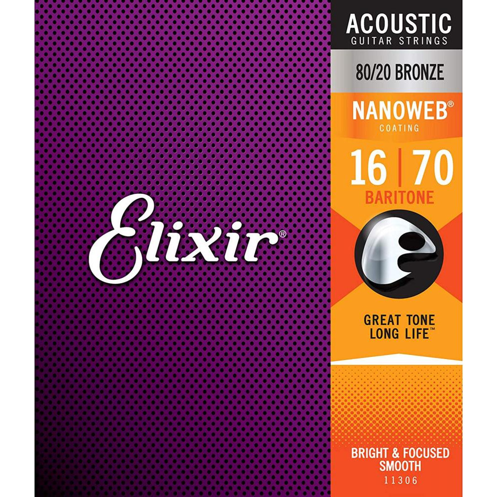 Elixir 11306 Nanoweb 80/20 Bronze Acoustic Baritone 16/70 - зображення 1