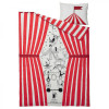 IKEA BUSENKEL Підковдра та наволочка червоний/білий цирковий візерунок 150x200/50x60 с - зображення 2
