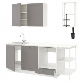 IKEA ENHET 293.377.37 Кухня білий сірий кадр 223x63 5x222 см