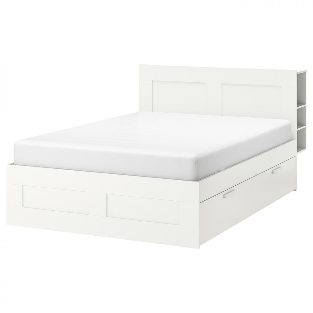 IKEA BRIMNES Каркас с изголовьем 180x200 и LEIRSUND основа под матрас (591.574.71) - зображення 1