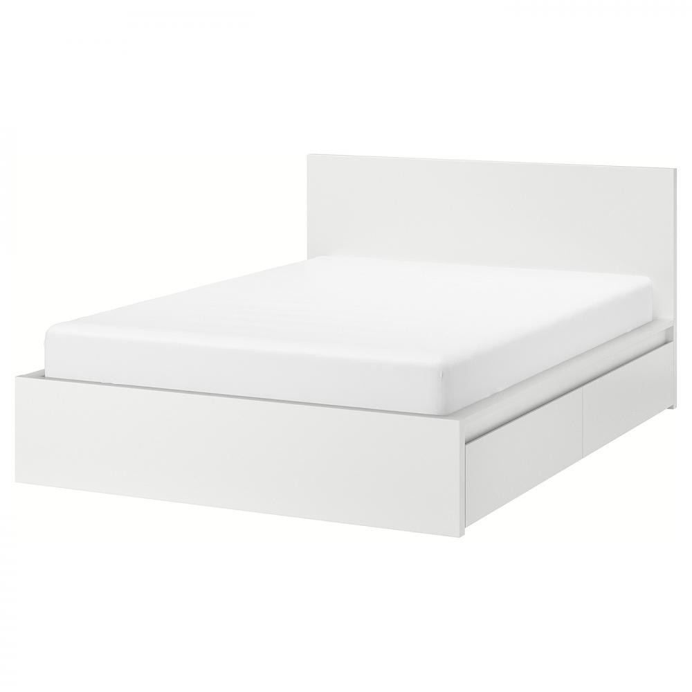 IKEA MALM Каркас высокий с 4 ящиками 140x200 bialy и LONSET основа под матрас (690.192.24) - зображення 1