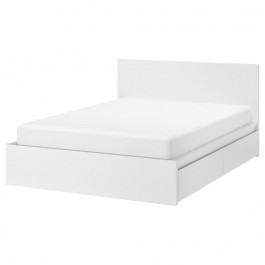   IKEA MALM Каркас высокий с 4 ящиками 140x200 bialy и LONSET основа под матрас (690.192.24)