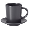 IKEA ИКЕА ДИНЕРА Чашка для кофе эспрессо с блюдцем, темно-серый, 90 мл 603.628.09 - зображення 1