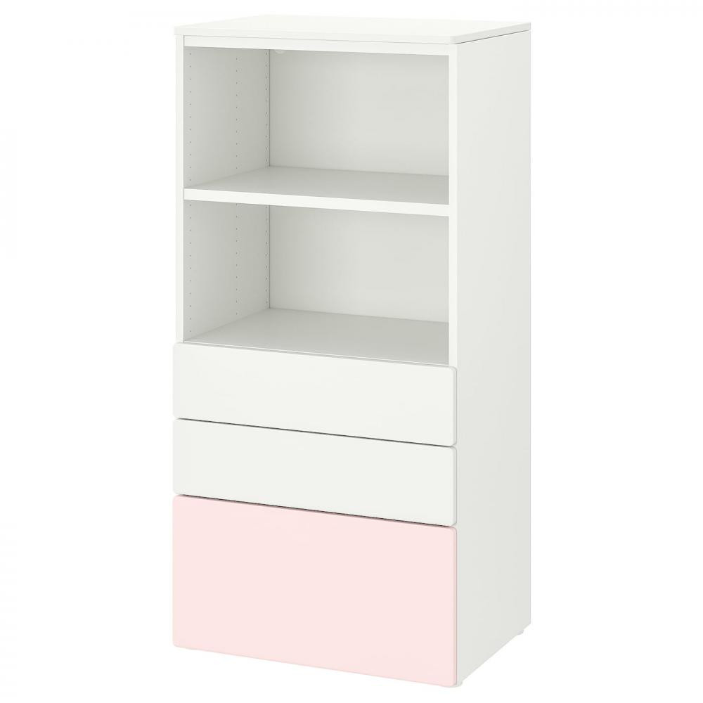 IKEA SMASTAD / PLATSA(494.205.23) стійка, білий ніжно-рожевий / з 3 ящиками - зображення 1