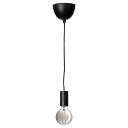 IKEA SUNNEBY / MOLNART, 894.782.63, Підвісний світильник із лампою, круглий, сіре прозоре скло чорне, 95 