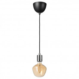 IKEA SKAFTET / MOLNART, 894.912.88, Підвісний світильник із лампою, форма дзвоника нікельована, коричневе