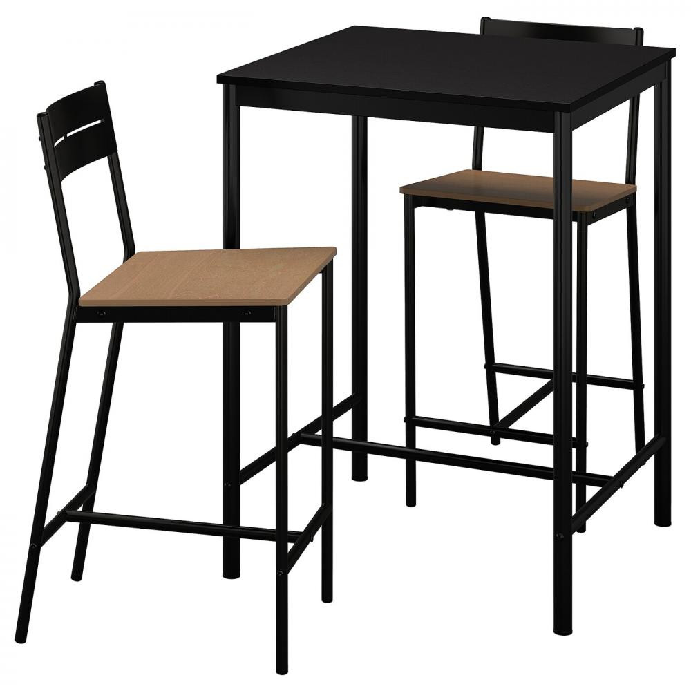 IKEA SANDSBERG / SANDSBERG, 394.204.20 - Барный стол и 2 барных стула, черный, черный, 67x67 см - зображення 1