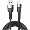 Essager Colorful LED Fast Charging Cable USB Type-A to Lightning 2m Black (EXCL-XCDA01) - зображення 1