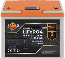 LogicPower LiFePO4 12,8V - 70 Ah 896Wh BMS 80A/40А пластик LCD (23874)