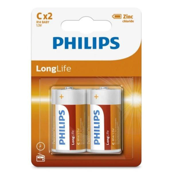 Philips C bat Carbon-Zinc 2шт LongLife (R14L2B/97) - зображення 1
