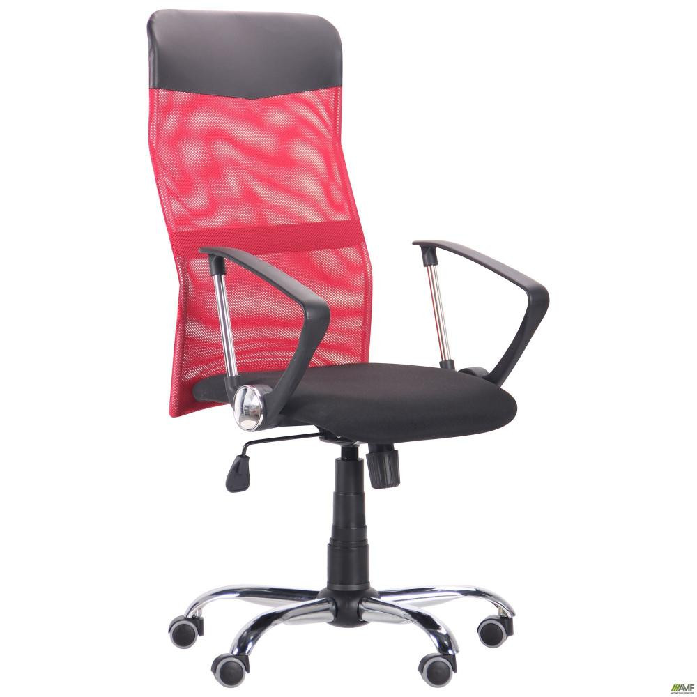 Art Metal Furniture Ultra Хром сиденье А-1/спинка Сетка красная, вставка Скаден черный (210143) - зображення 1