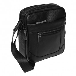 Borsa Leather Мужская сумка через плечо  черная (10m223-black)