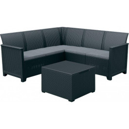 Keter Набор мебели  Emma 5 seater Corner Стол-сундук + софа Серый (8711245150840)