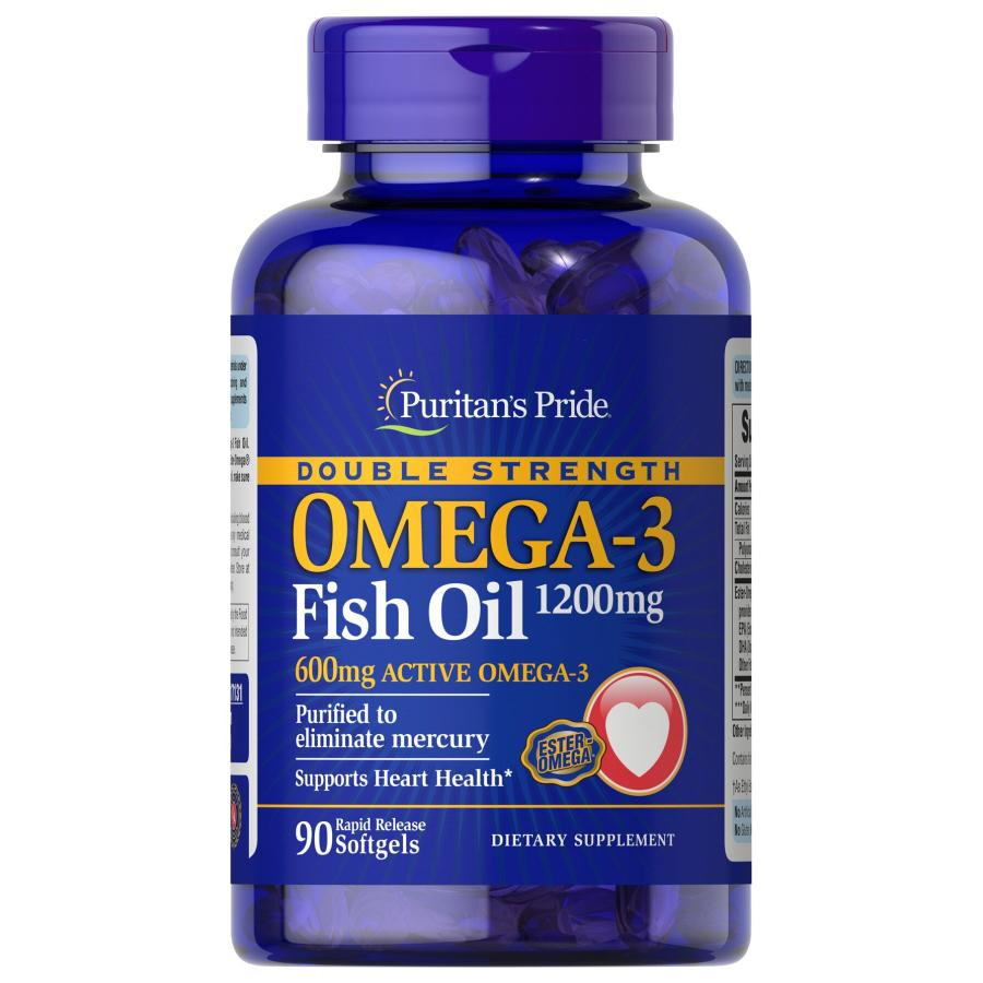 Puritan's Pride Double Strength Omega-3 Fish Oil 1200 mg 90 капс - зображення 1