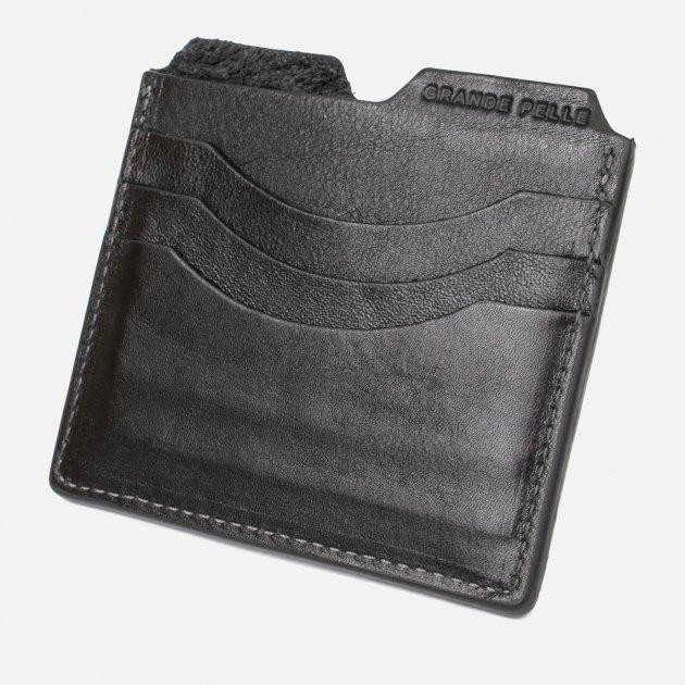 Grande Pelle Картхолдер кожаный  leather-11502 Черный - зображення 1