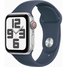 Apple Watch SE 2 GPS + Cellular 40mm Silver Aluminum Case w. Storm Blue Sport Band - M/L (MRGL3)
