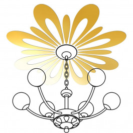 Ваша світлість Дзеркальний акриловий декор наліпка на стелю під люстру "Ромашка" 16 шт. золото (0122)
