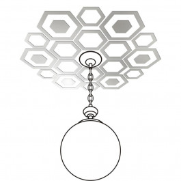 Ваша світлість Дзеркальний акриловий декор наліпка на стелю під люстру "Мед" 24 шт. срібло (0054)