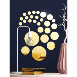 Ваша світлість Дзеркальний настінний акриловий декор наліпка "Кола" 27 шт. золото (0082)