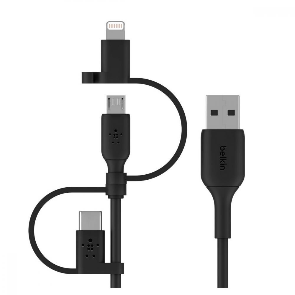Belkin Boost Charge Universal USB to USB-C/Lightning/Micro USB 1m Black (CAC001bt1MBK) - зображення 1