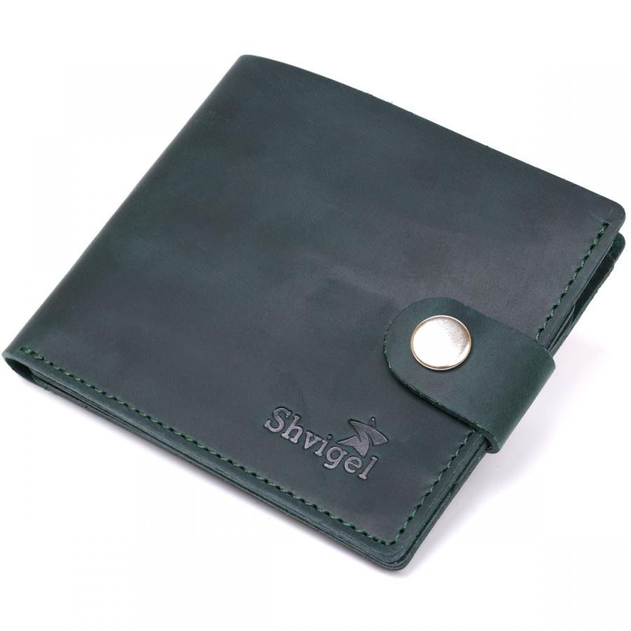 SHVIGEL Вінтажне шкіряне портмоне  16435 зелене - зображення 1