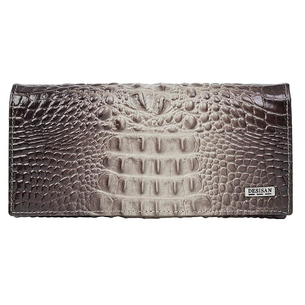 Desisan Шкіряний гаманець жіночий бежевий з тисненням під крокодила  057-830 - зображення 1