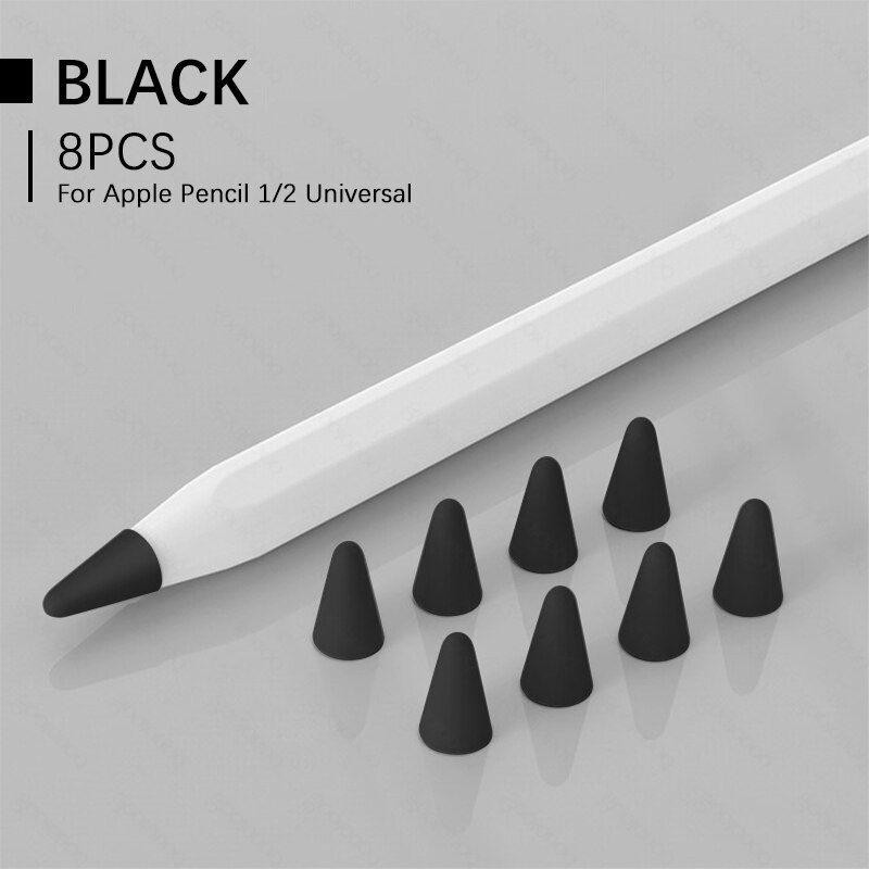 GOOJODOQ Чехол TPU для наконечника стилуса Apple Pencil 1-2 Gen 8шт Black (1005001835985075B) - зображення 1