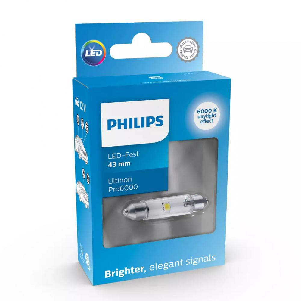 Philips C5W LED White Ultinon Pro6000 12В (11866CU60X1) - зображення 1